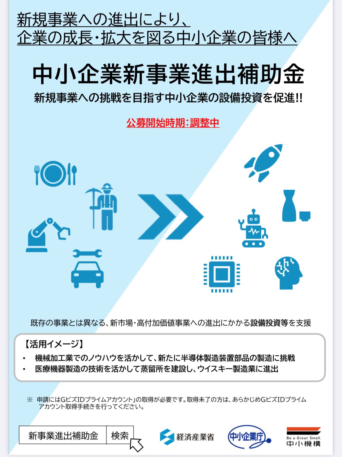 中小企業が新規事業へ挑戦する際に活用できる新しい補助金「中小企業新事業進出補助金」