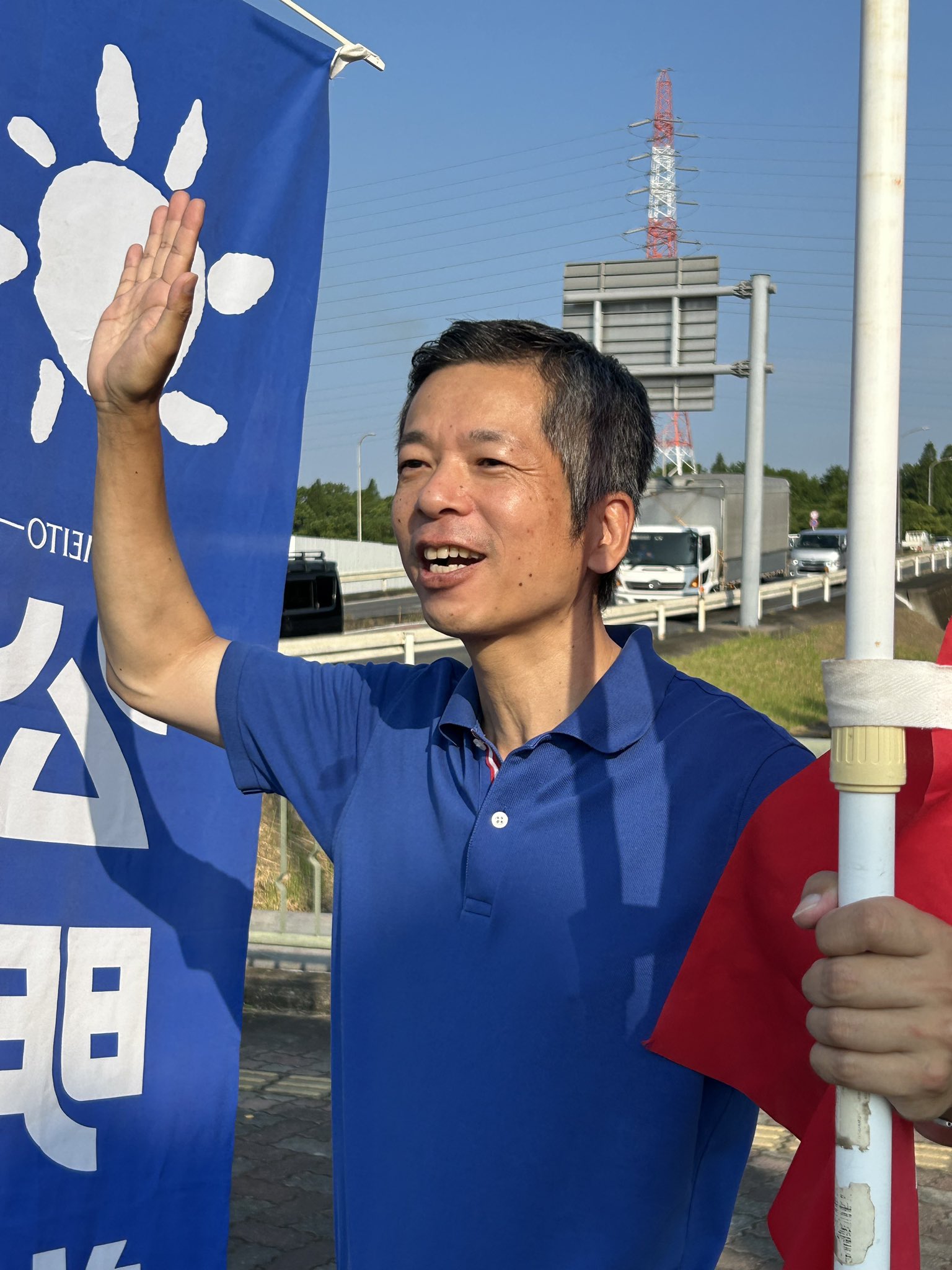 今朝は、知多市での街頭挨拶でスタート