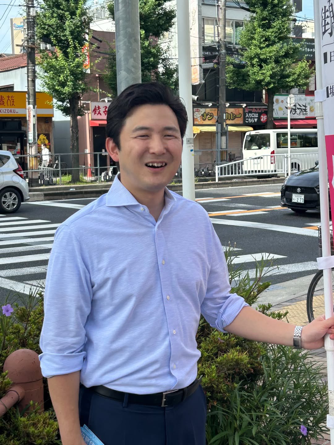 今朝は黒川駅から長谷川由美子市議と